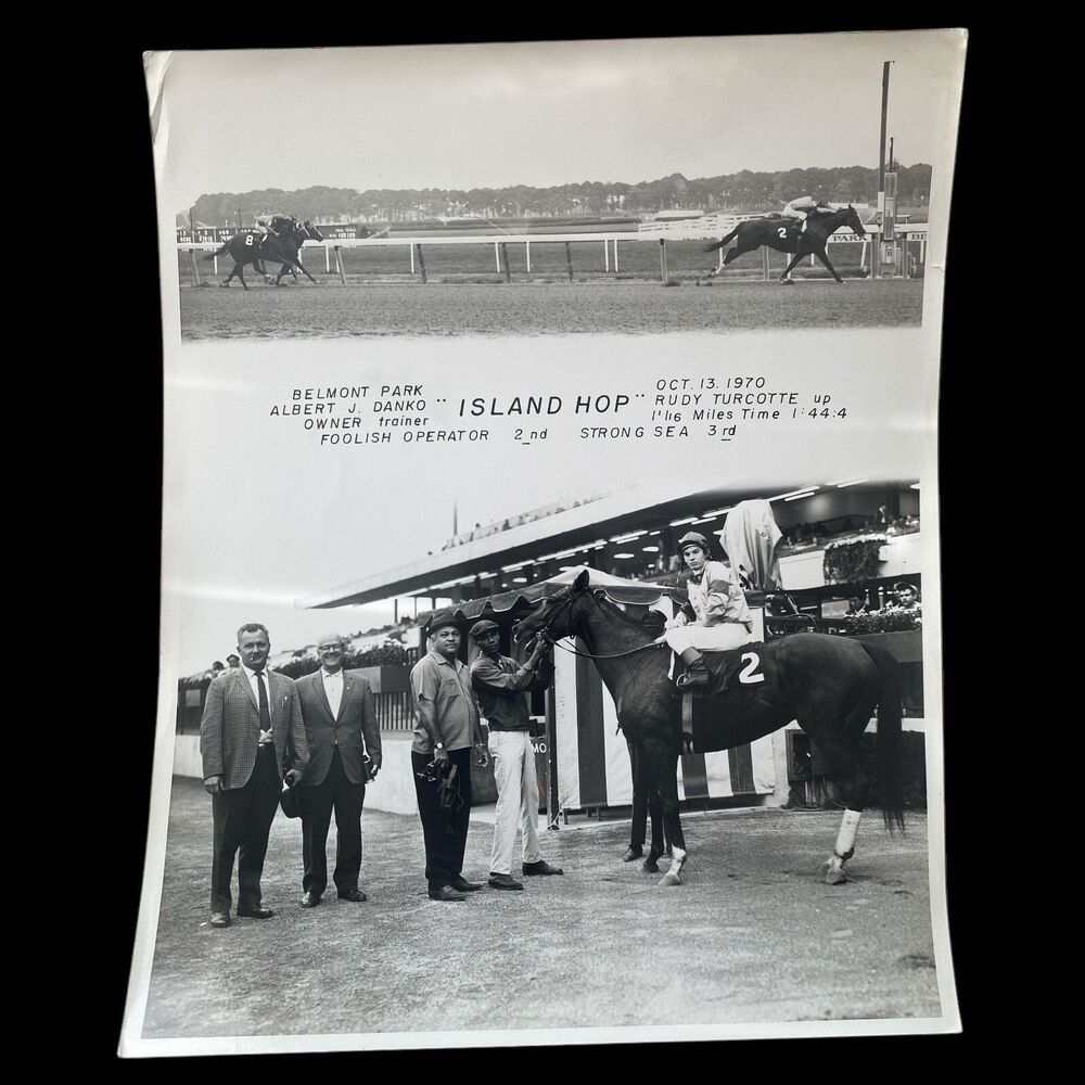 Vintage 1970 Belmont Park Horse Racing Photo Island Hop Winner’s Circle